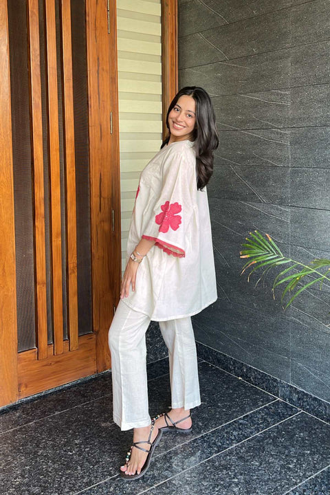Pari Cotton Flex Patch-Embroidered Kurta Set
