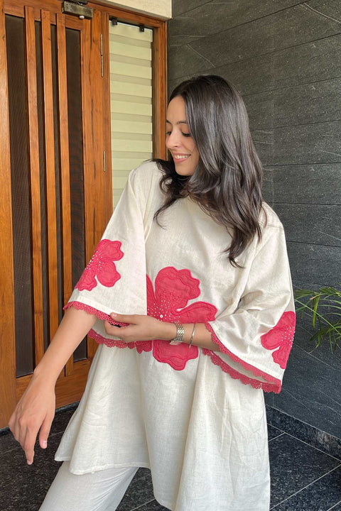 Pari Cotton Flex Patch-Embroidered Kurta Set