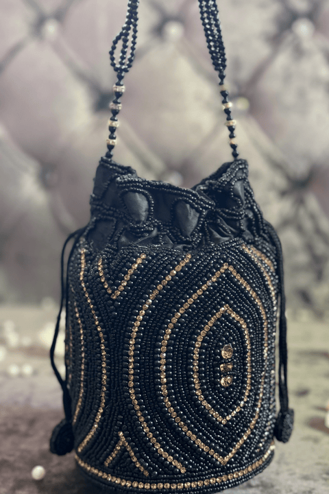 Savya Silk Black Potli Bag