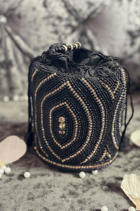 Savya Silk Black Potli Bag