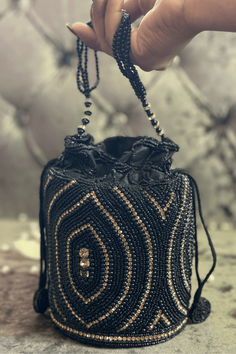 Savya Silk Black Potli Bag