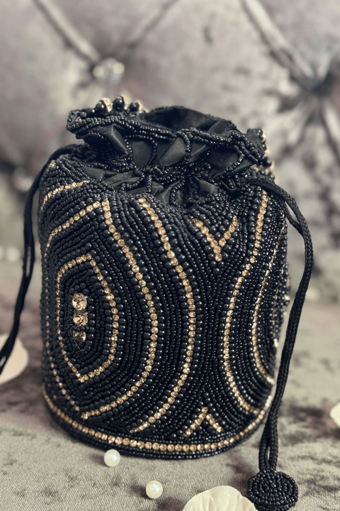 Savya Silk Black Potli Bag