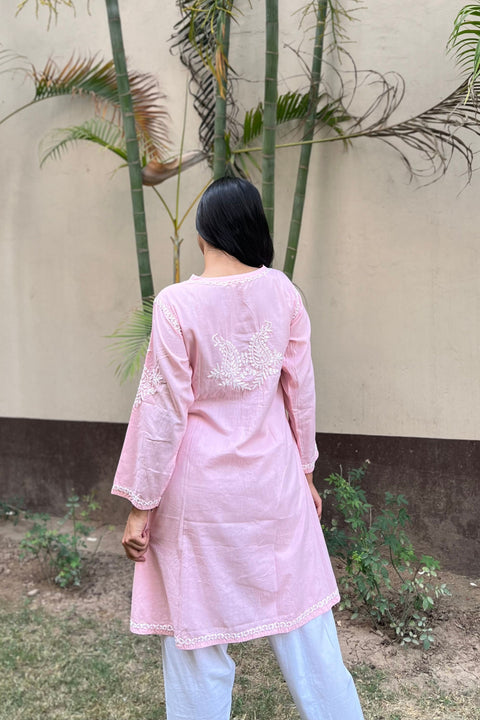 Bahar Cotton Chikankari Kurta Set- Pink (Set of 2)