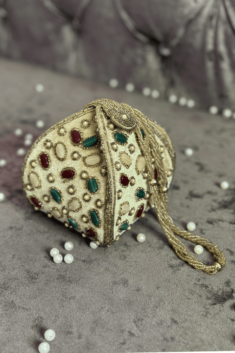 Faiza Velvet Gold Potli Bag