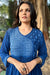 Fathima Georgette Chikankari Gharara Set With Dupatta- Blue (Set of 3)
