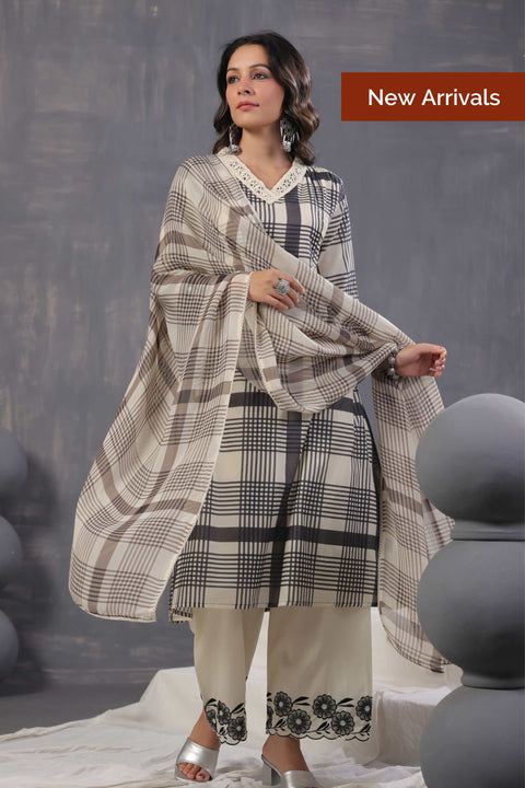 Ridhi Digital Cotton Printed Suit Set With Pure Organza Dupatta- Set of 3
