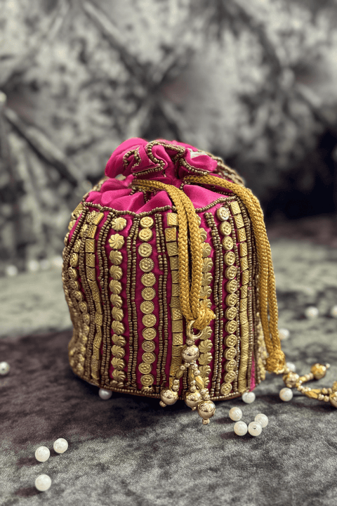 Zaheen Silk Pink Potli Bag