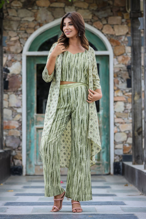 Aarya Muslin Handblock Printed Co-ord Set (Set of 3)
