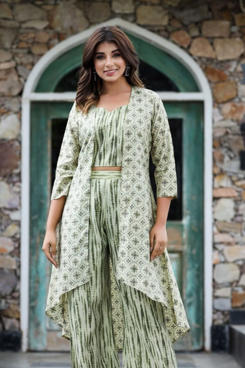 Aarya Muslin Handblock Printed Co-ord Set (Set of 3)