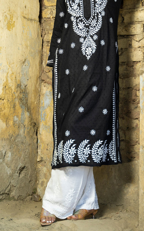 Sarika Rayon Cotton White Chikankari Palazzo